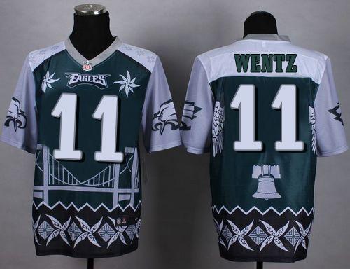 Nike Eagles #11 Carson Wentz Midnight Green Men's Stitched NFL Elite Noble Fashion Jersey - Click Image to Close